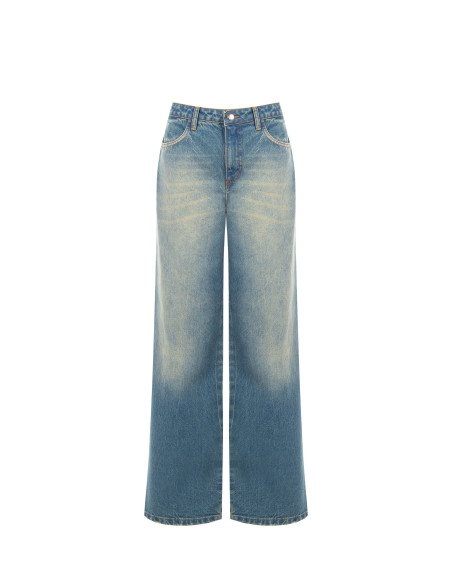 Jean wide leg effet usé, délavage clair Rinascimento