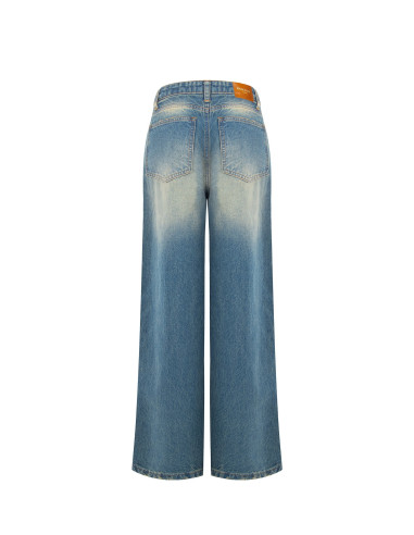 Jean wide leg effet usé, délavage clair Rinascimento