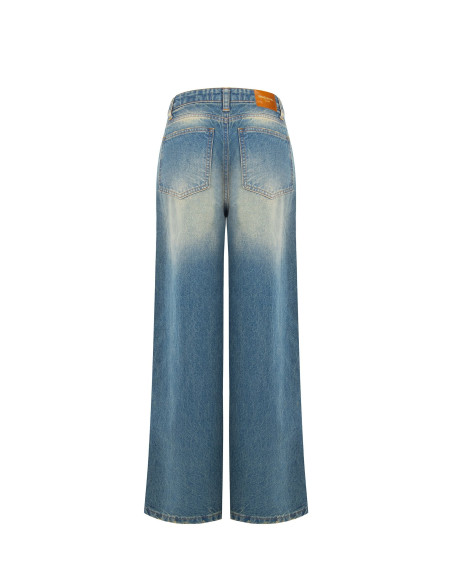 Wide-legjeans met versleten effect, lichte wassing Rinascimento