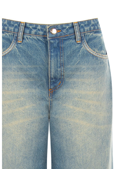 Jean wide leg effet usé, délavage clair Rinascimento