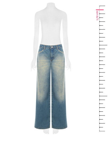 Wide-legjeans met versleten effect, lichte wassing Rinascimento