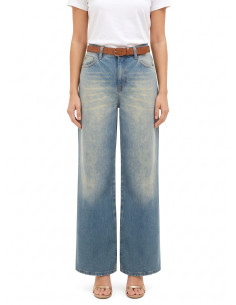 Jean wide leg effet usé, délavage clair Rinascimento