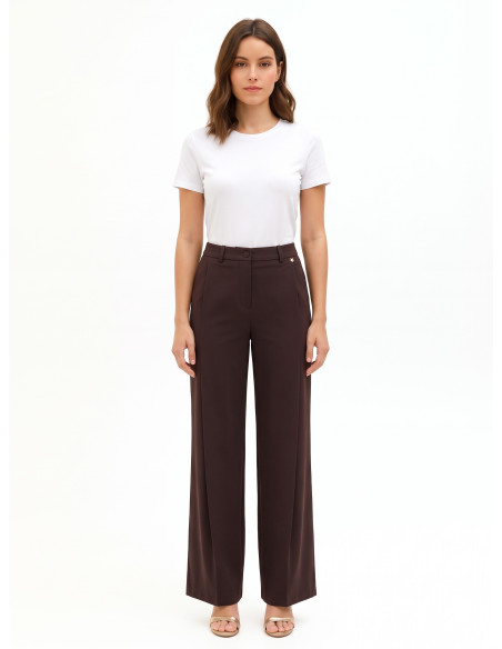 Pantalon palazzo en polyviscose avec pli sur le devant Rinascimento