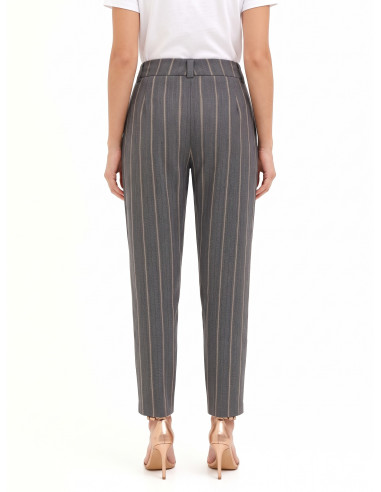 Pantalon droit en coton mélangé à rayures avec pinces Rinascimento