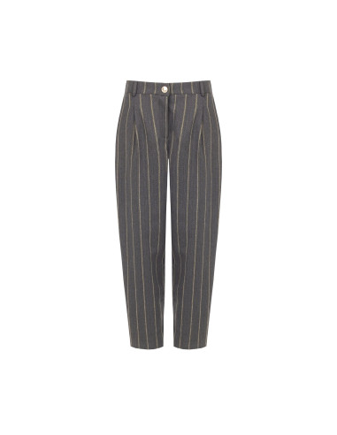 Pantalon droit en coton mélangé à rayures avec pinces Rinascimento