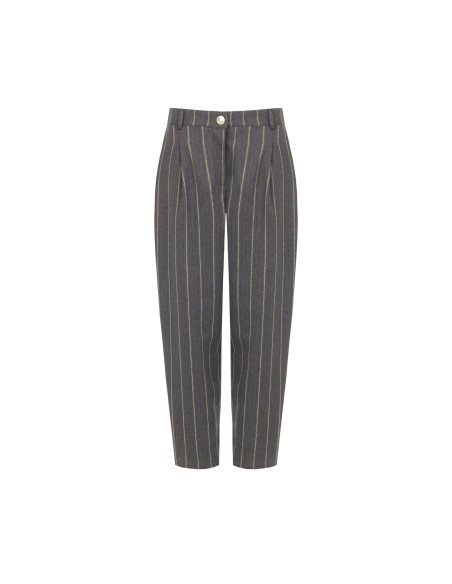 Pantalon droit en coton mélangé à rayures avec pinces Rinascimento