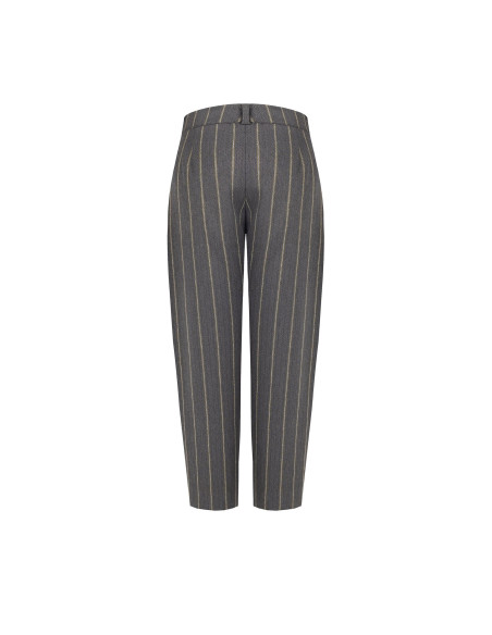 Pantalon droit en coton mélangé à rayures avec pinces Rinascimento