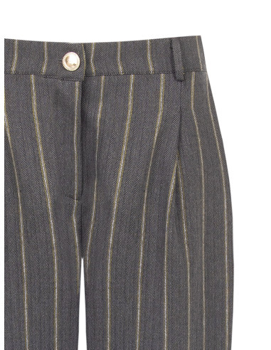 Gestreepte katoenen broek met plooien Rinascimento