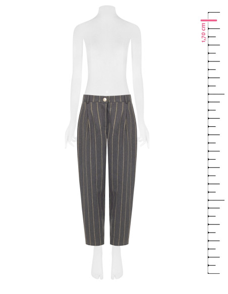 Pantalon droit en coton mélangé à rayures avec pinces Rinascimento