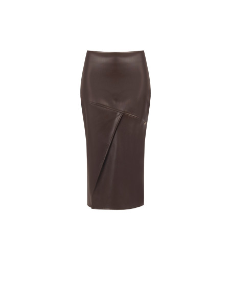 Jupe crayon en similicuir à drapé croisé asymétrique Rinascimento