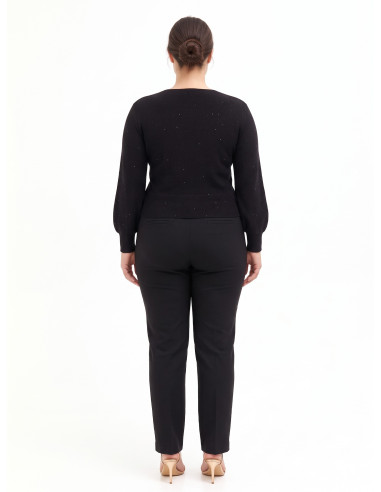 Pull grande taille à col V croisé et micro-paillettes Rinascimento Curvy