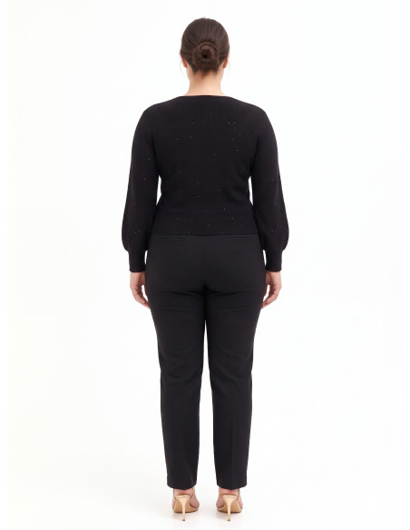 Pull grande taille à col V croisé et micro-paillettes Rinascimento Curvy