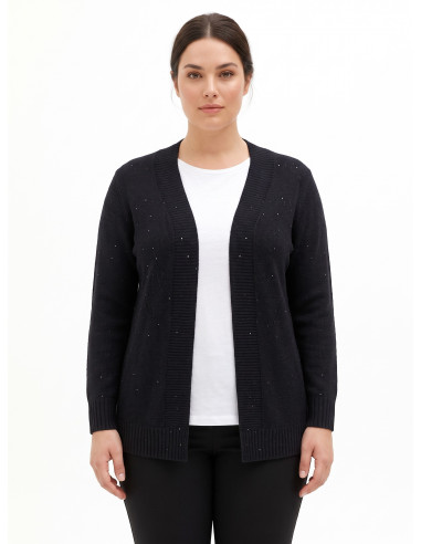 Gilet ouvert grande taille à micro-paillettes Rinascimento Curvy