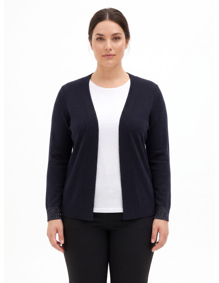 Cardigan grande taille ouvert en maille avec lurex aux poignets Rinascimento Curvy