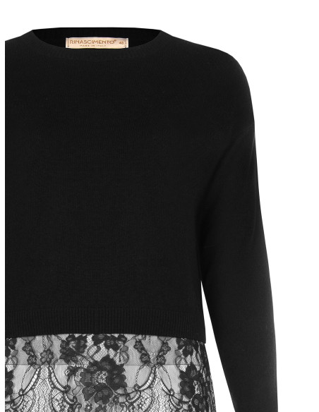 Curvy cropped trui met kanten zoom met bloemen Rinascimento Curvy