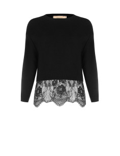 Curvy cropped trui met kanten zoom met bloemen Rinascimento Curvy