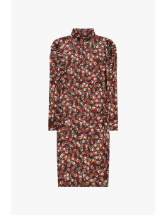 Robe fleurie à col montant et manches longues Dixie