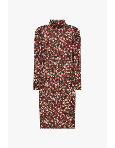 Robe fleurie à col montant et manches longues Dixie