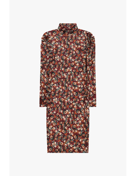 Robe fleurie à col montant et manches longues Dixie