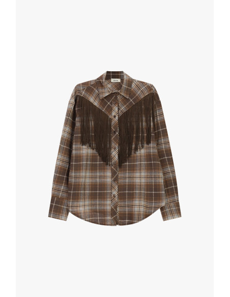 Geruite blouse met franjes en knopen aan de voorkant Dixie