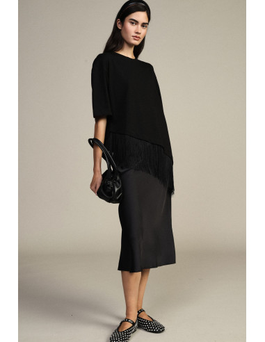Jupe midi évasée unie à taille mi-haute Dixie