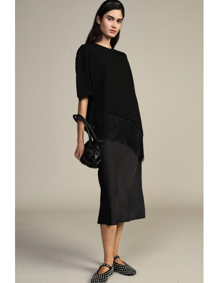 Jupe midi évasée unie à taille mi-haute Dixie