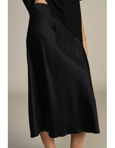 Jupe midi évasée unie à taille mi-haute Dixie