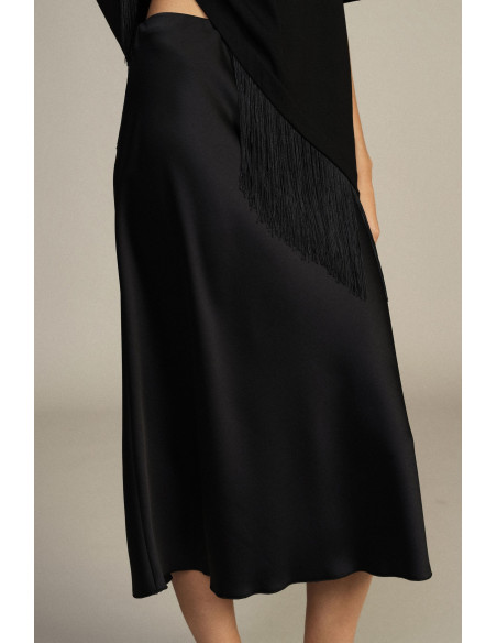 Jupe midi évasée unie à taille mi-haute Dixie