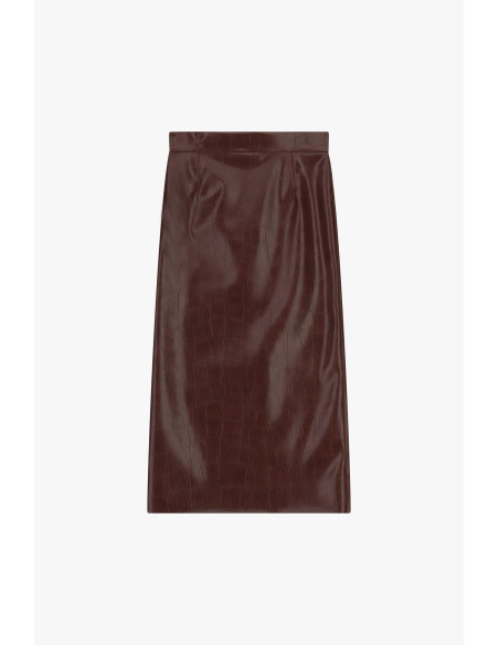 Lange rok met krokodilleneffect en hoge taille Dixie