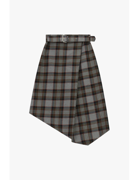Jupe midi portefeuille avec ceinture et motif tartan Dixie