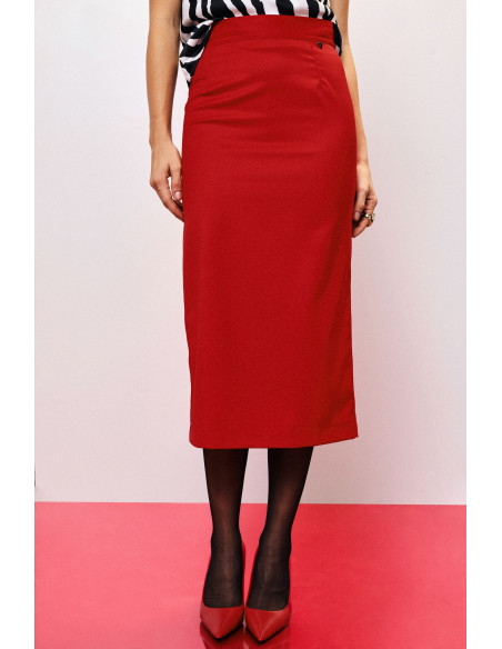 Jupe midi taille haute unie Dixie