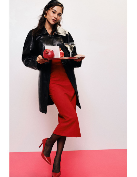 Jupe midi taille haute unie Dixie
