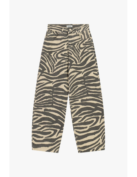 Pantalon palazzo fantaisie animalier taille haute Dixie