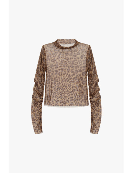 Pull à manches longues à motif animalier drapé Dixie