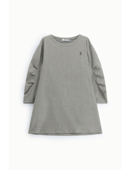 Robe courte à manches longues et col rond Please