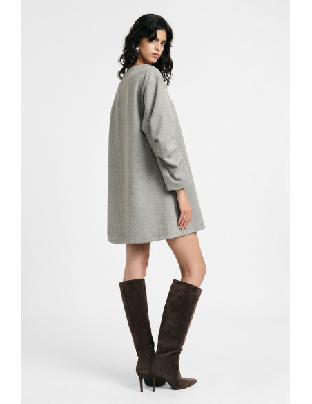 Robe courte à manches longues et col rond Please
