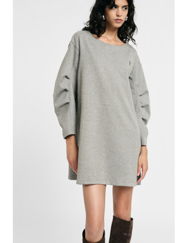 Robe courte à manches longues et col rond Please