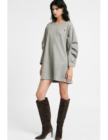 Robe courte à manches longues et col rond Please