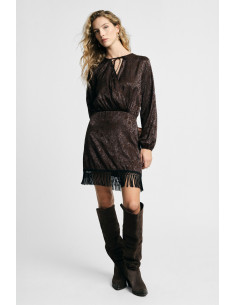 Robe courte à manches longues et à franges Please