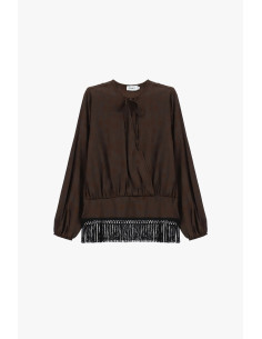 Blouse à manches longues avec bas à franges Please