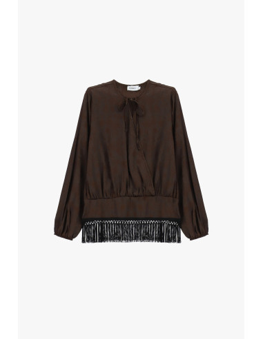 Blouse à manches longues avec bas à franges Please