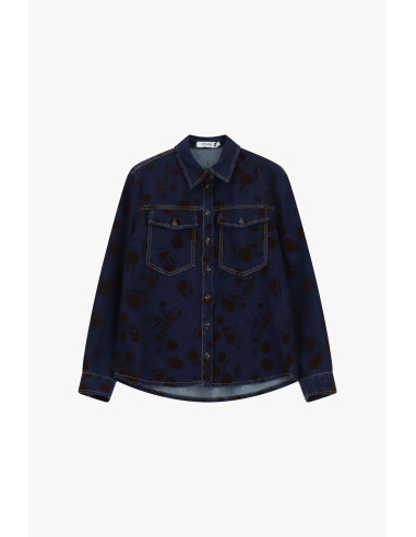 Denimblouse met bloemenmotief en zakken Please
