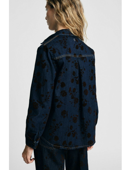 Denimblouse met bloemenmotief en zakken Please