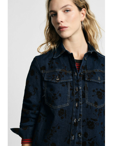 Chemisier en denim à motif floral avec poches Please