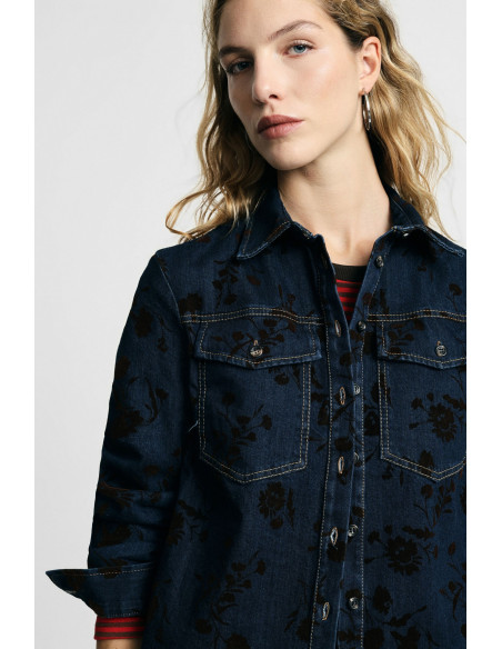 Chemisier en denim à motif floral avec poches Please