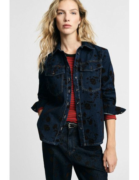 Chemisier en denim à motif floral avec poches Please