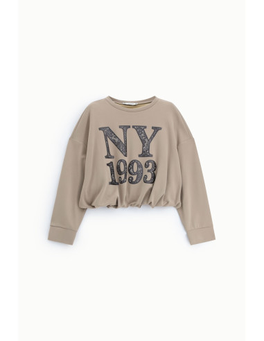 Cropped sweater met frontprint ‘NY 1993’ Please