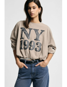 Sweat-shirt court imprimé sur le devant NY 1993 Please