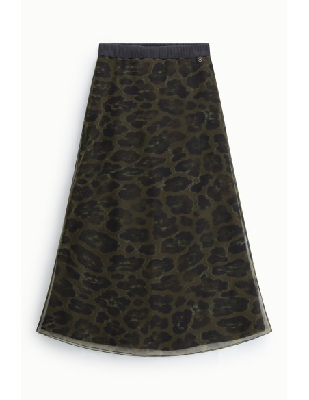 Lange rok met dierenprint en elastische taille Please