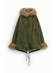 Parka à capuche et bordures en fourrure synthétique Please 2